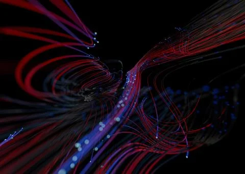 Data technology abstract futuristic illustration. Lines on dark background. 3 Stock Illustration