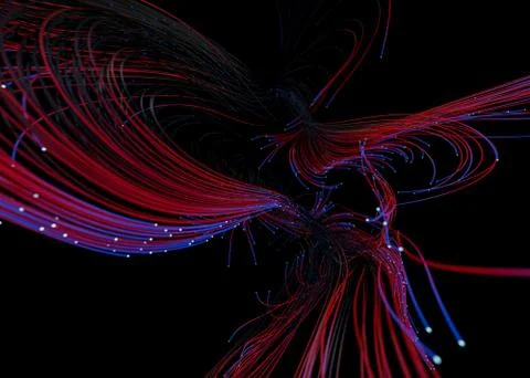 Data technology abstract futuristic illustration. Lines on dark background. 3 Illustrazione stock