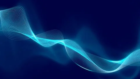 Data technology abstract futuristic illustration. wave lines from blue dots Stock Illustration