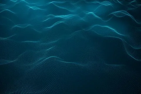 Data technology, abstract global network. Wave of particles. Abstract background Illustrazione stock