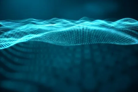 Data technology, abstract global network. Wave of particles. Abstract background Stock Illustration