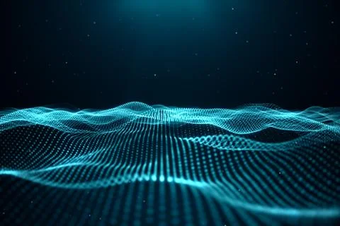 Data technology, abstract global network. Wave of particles. Abstract background 스톡 일러스트