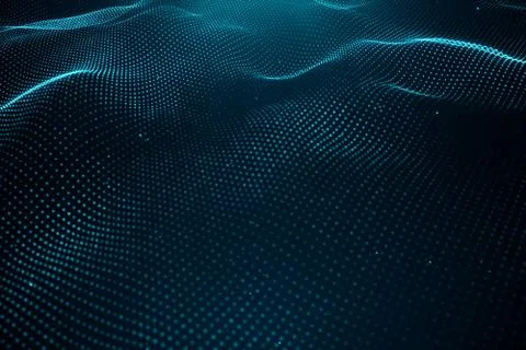 Data technology, abstract global network. Wave of particles. Abstract background Stock Illustration