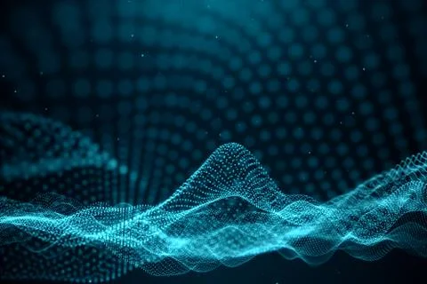 Data technology, abstract global network. Wave of particles. Abstract background Stock Illustration