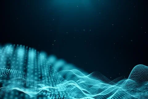 Data technology, abstract global network. Wave of particles. Abstract background Illustrazione stock