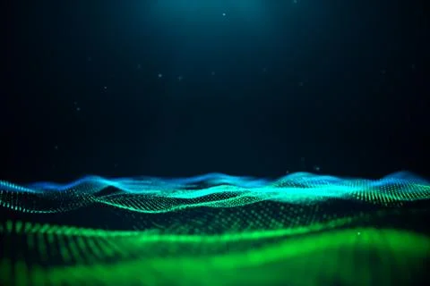 Data technology, abstract global network. Wave of particles. Abstract background Illustrazione stock