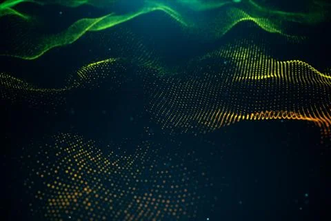 Data technology, abstract global network. Wave of particles. Abstract background Illustrazione stock