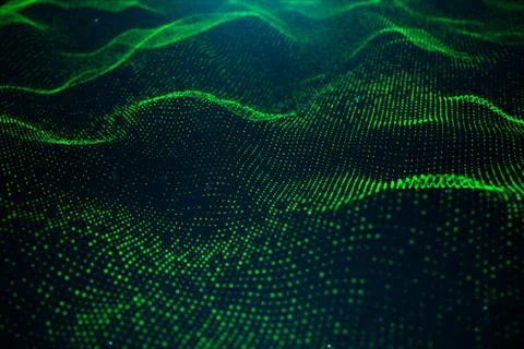 Data technology, abstract global network. Wave of particles. Abstract background Stock Illustration