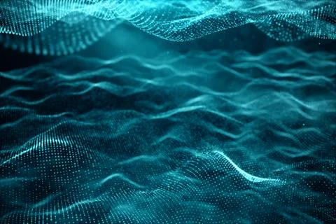 Data technology, abstract global network. Wave of particles. Abstract background Illustrazione stock