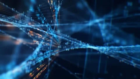 Data technology background. Big data visualization. Flow data. Information code Stock Footage 313150305