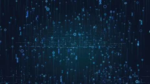 Data technology background, code hexagon digital grid line rise up, dark bl.. Stock Illustration