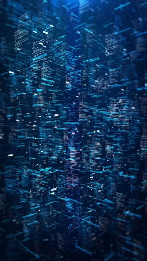 Data technology Big data visualization. Flow data. Information code. matrix. sci Vidéo 341897209