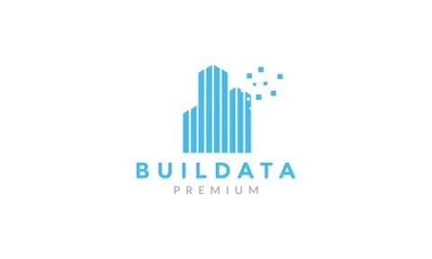 Data technology connect skyscraper logo icon illustration design Illustrazione stock