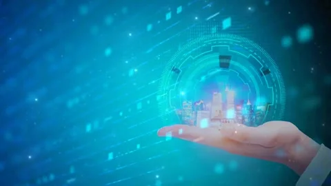Data technology digital black screen overlay video effect 4k for editing Stock Footage 289911315