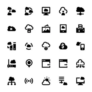 Data Technology Icons Set Stock Illustration