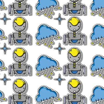 Data technology patches sticker background design Ilustración de archivo