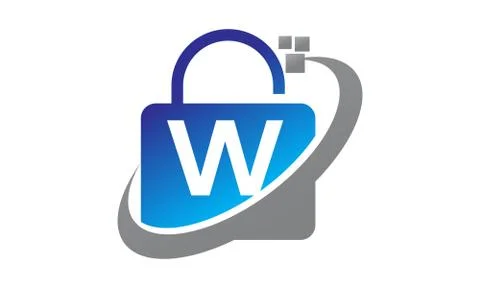 Data Technology protection Initial W Illustrazione stock