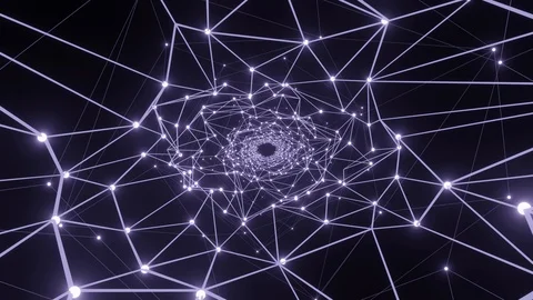 Data technology tunnel animation. Endless grid network bottomless pit Stock Footage 124104919