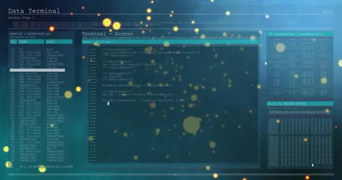 Data Terminal header fading panels sliding code loading data updating graph Stock Footage 313509814