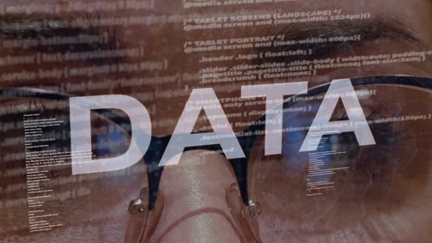 Data text on background of female developer Stock Footage 107123919
