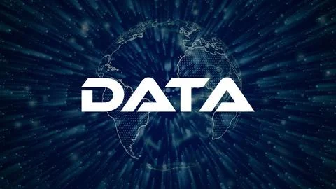Data text concept on si-fi particles background. Dot particles technologica.. Stock Illustration