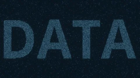 DATA text consisting of many symbols on computer monitor. 3d rendering Illustrazione stock