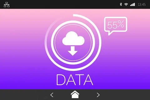 Data text with download symbol Stock Illustration