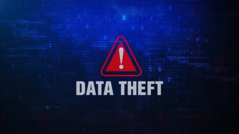 Data Theft Alert Warning Error Message Blinking on Screen . Stock Footage 98442834