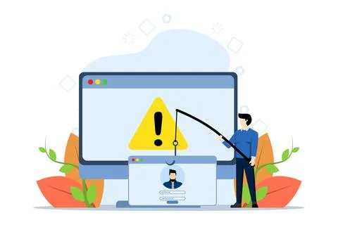 Data theft malware concept with tiny people. Data protection. Stock Illustration