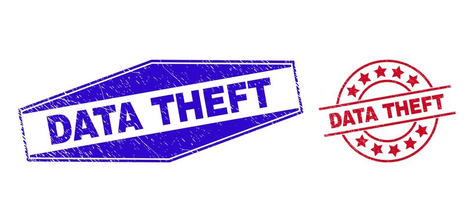 DATA THEFT Unclean Watermarks in Round and Hexagon Forms Illustrazione stock