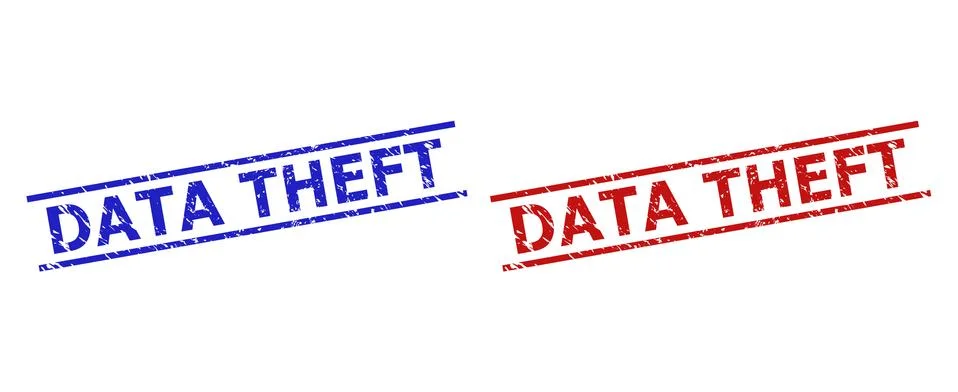 DATA THEFT Watermarks with Corroded Style and Parallel Lines Stock Illustration