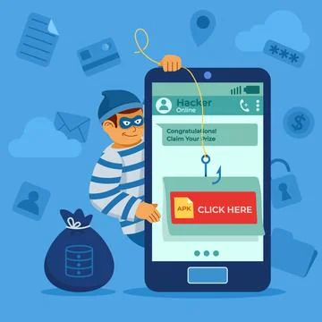 Data Thief Baiting Phone User Stock Illustration