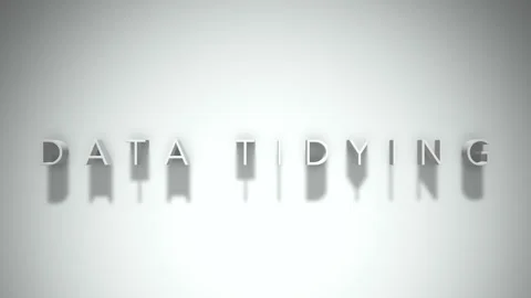 Data tidying 3D title animation white text on a white background Stock Footage 299758715