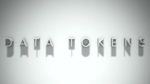 Data Tokens 3D title animation with shadows on a white background Stock Footage 296617885