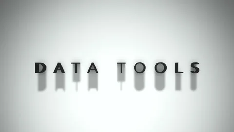 Data Tools 3D title animation matte black text on a white background Stock Footage 300716469