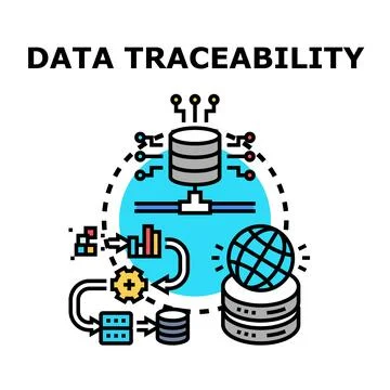 Data traceability concept illustrating information flow and processing Stock Illustration
