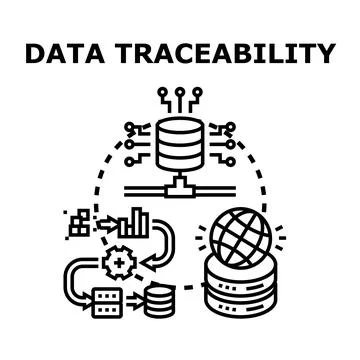 Data traceability concept illustrating information flow and processing イラスト素材