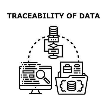 Data traceability tracking and analysis process Illustrazione stock