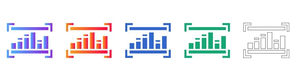 Data Tracking Focus Icon Set Illustrazione stock