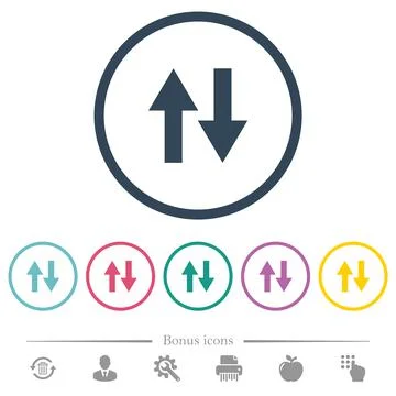 Data traffic flat color icons in round outlines Stock Illustration