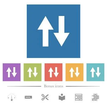 Data traffic flat white icons in square backgrounds Stock Illustration