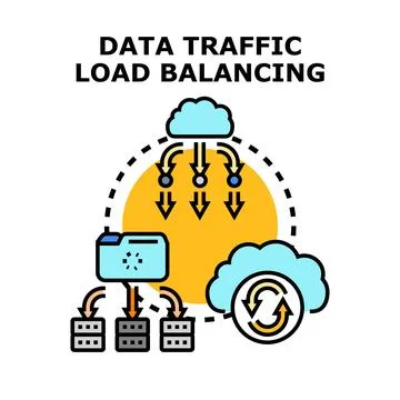 Data traffic load balancing distributing server network load Stock Illustration