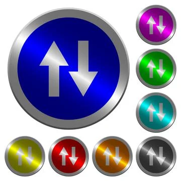 Data traffic luminous coin-like round color buttons Illustrazione stock