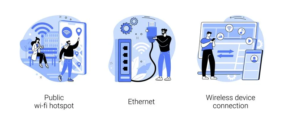Data transfer abstract concept vector illustrations. Stock Illustration