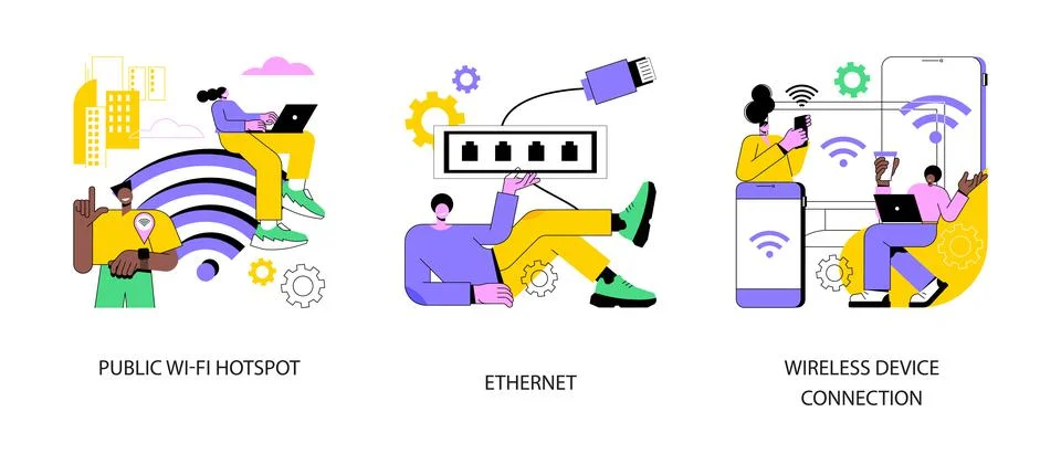 Data transfer abstract concept vector illustrations. Stock Illustration