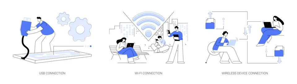 Data transfer abstract concept vector illustrations. Stock Illustration