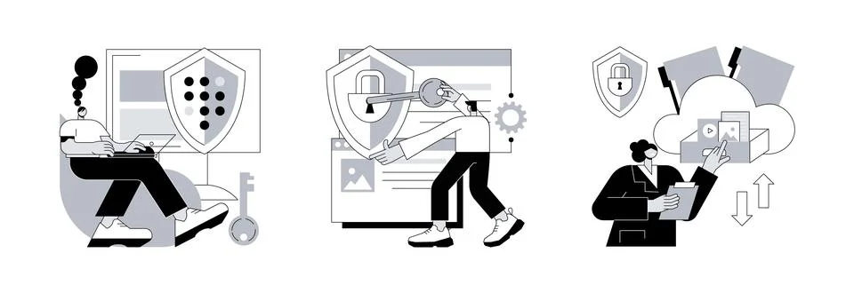 Data transfer abstract concept vector illustrations. Stock Illustration
