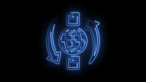 Data transfer across globe with neon glowing effects ideal for tech projects Stock Footage 346006365