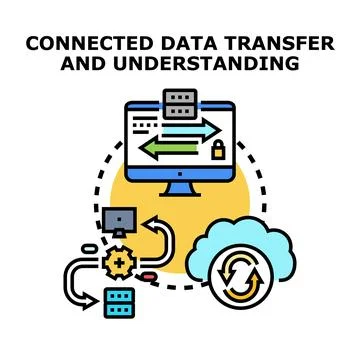 Data transfer and analysis concept with cloud security 스톡 일러스트