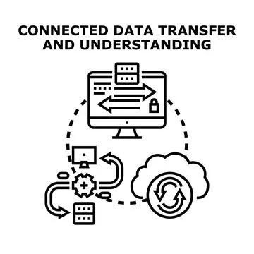 Data transfer and analysis concept with cloud security イラスト素材